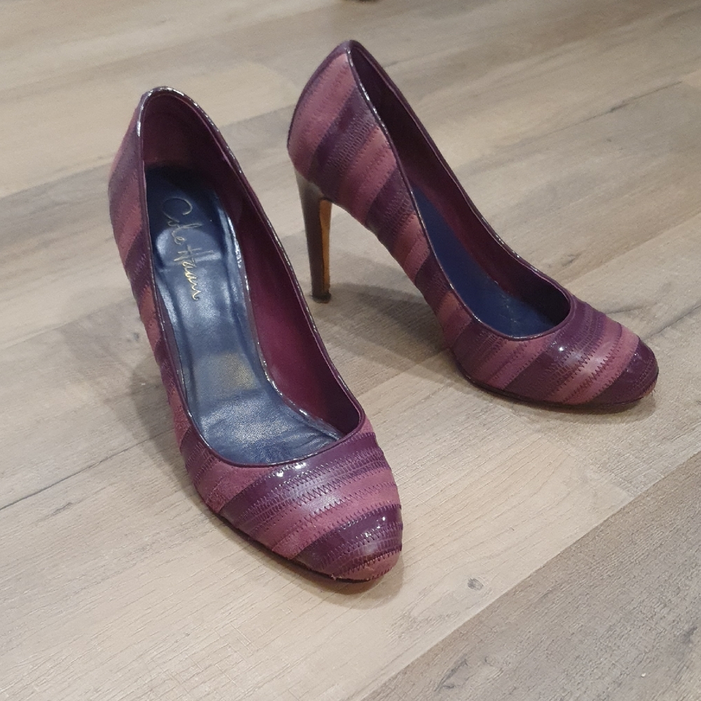Cole Haan Leather Purple Striped Heels Size 7